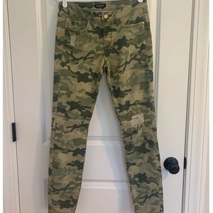 Bebe Distressed Camo Denim